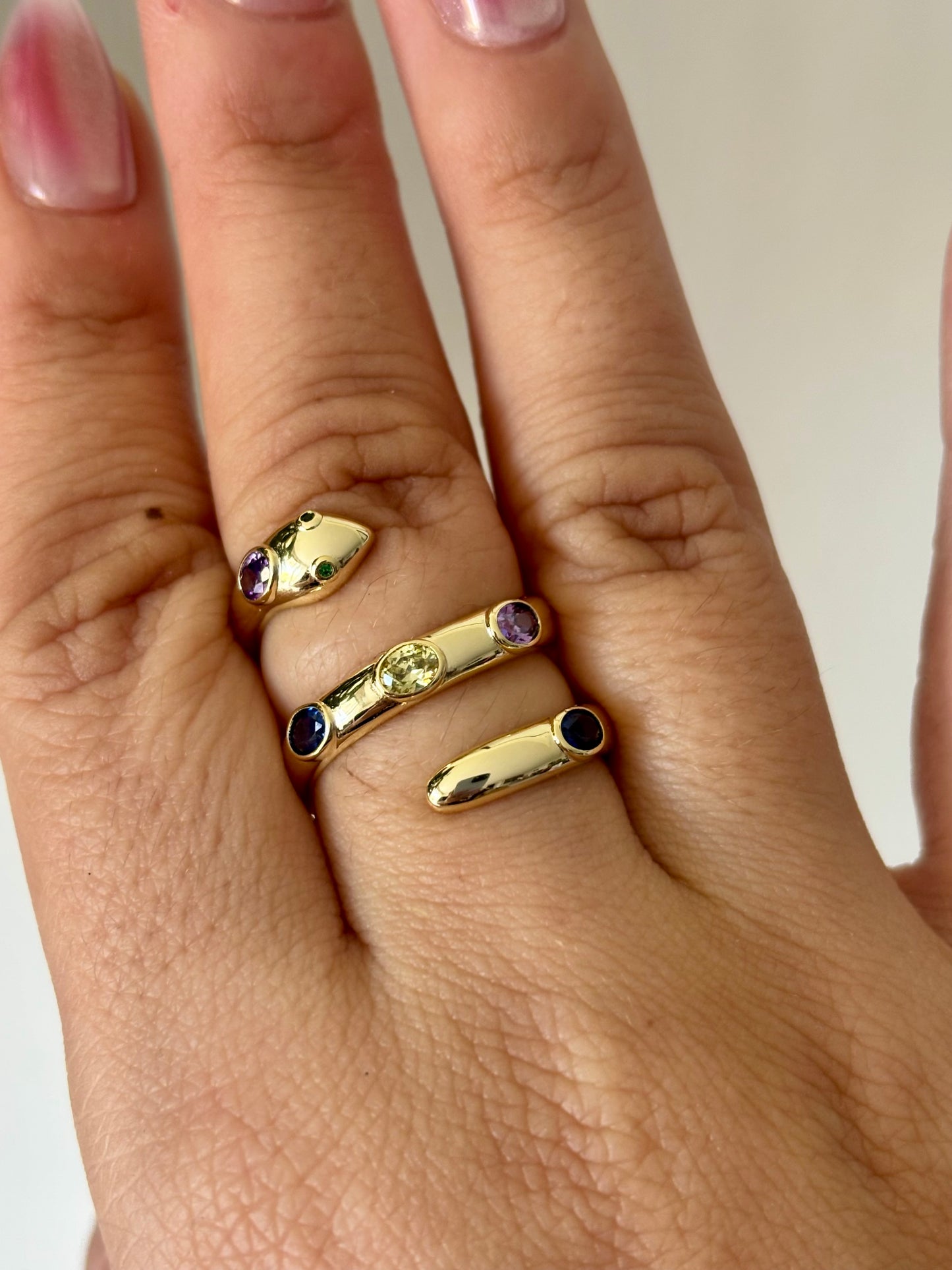 Gemstone Snake Ring (Adjustable)