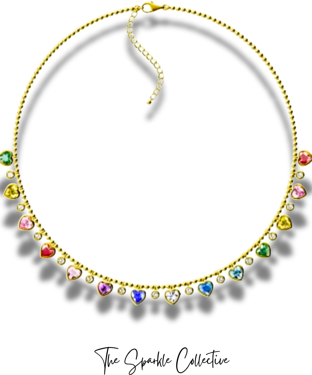 Rainbow Hearts Tennis Necklace