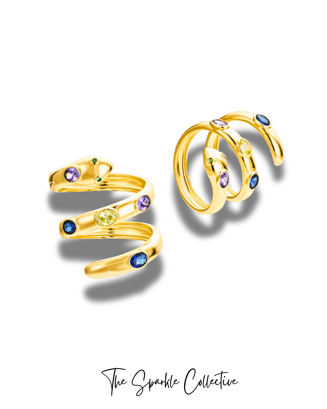 Gemstone Snake Ring (Adjustable)