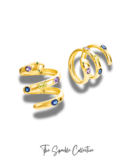 Gemstone Snake Ring (Adjustable)