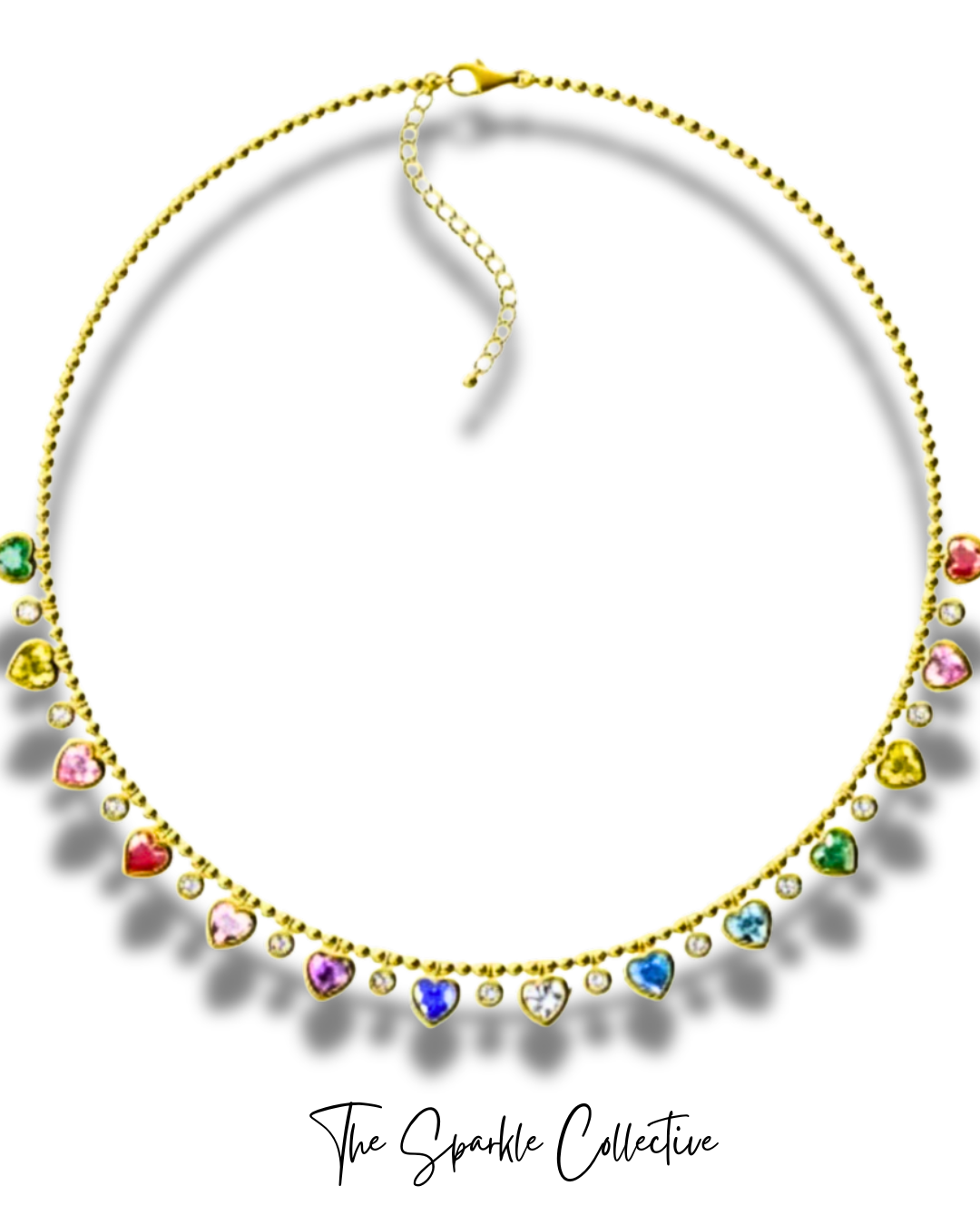 Rainbow Hearts Tennis Necklace