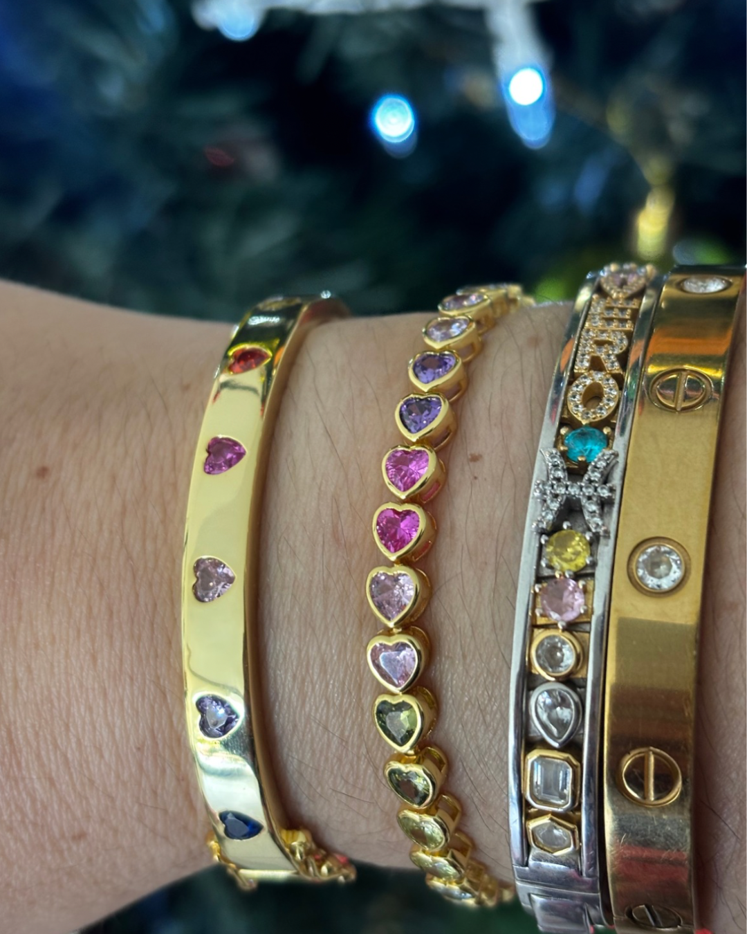 Rainbow Hearts Tennis Bracelet 🩷🩵💚💜