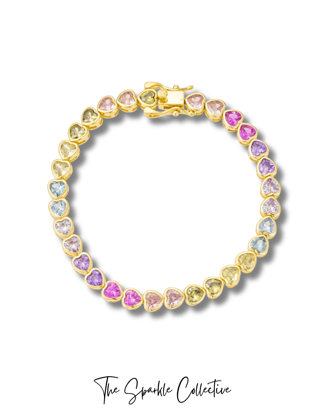 Rainbow Hearts Tennis Bracelet 🩷🩵💚💜